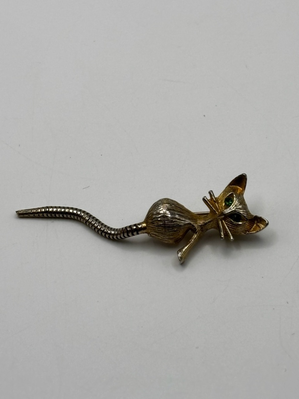 Vintage Cat Brooch with Flexible Snake Tail - Picture 8 of 14